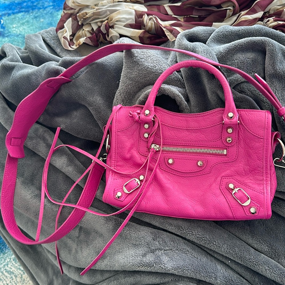 Balenciaga Fuchsia small motorcycle handbag